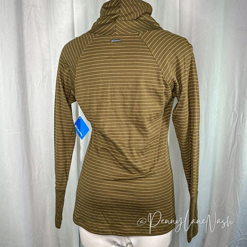 NWT Columbia Silver Falls Long Sleeve Shirt Olive Green Stripe - Picture 12 of 12